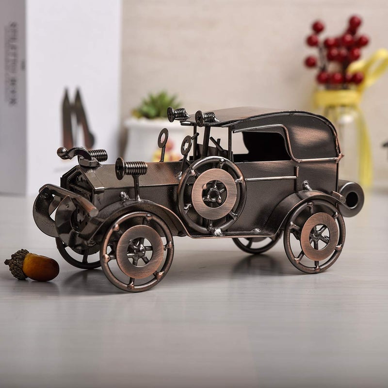 MOYODOR Metal Antique Vintage Car Model Handcrafted Collections Collectible Vehicle for Bar or Home Decor Decoration Great Birthday Gift Bronze Classic Car Model, Large - Image 5